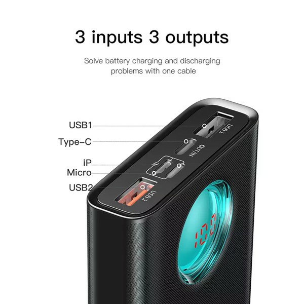 Pin dự phòng BASEUS 20000mAh 18w Amblight PD3.0 Quick charger PPALLG01