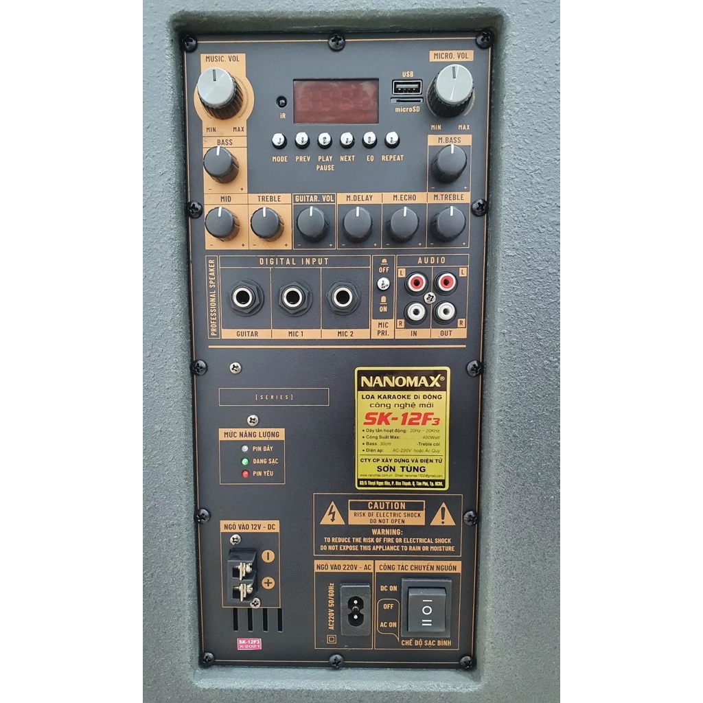 Loa Kéo Karaoke Nanomax SK-12F3 2022 Bass 30 Tặng 2 Mic Đọc - Hàng Chính Hãng - Gia Khang Shop