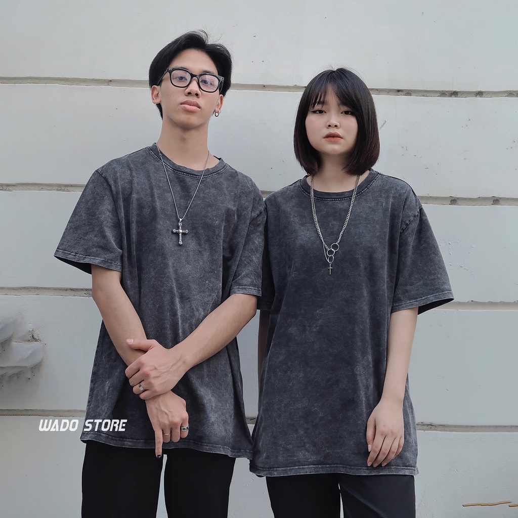 Áo thun Wash trơn basic Wado tay lỡ dáng rộng unisex