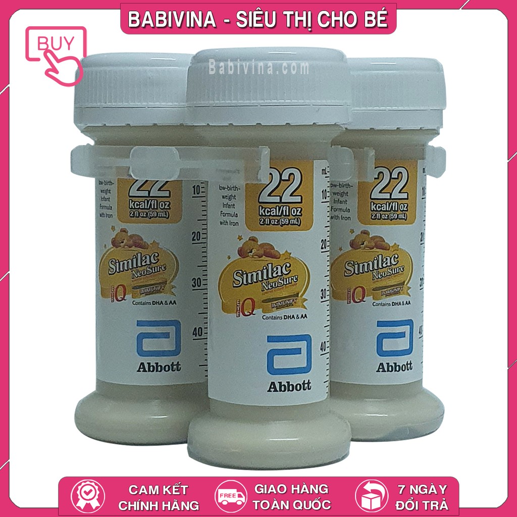 [CHÍNH HÃNG] Thùng 48 Ống Sữa Nước Similac Neosure 22 kcal 59ml | Trẻ Sinh Non Nhẹ Cân | Date TT12/2021 - Giá Tốt Nhất