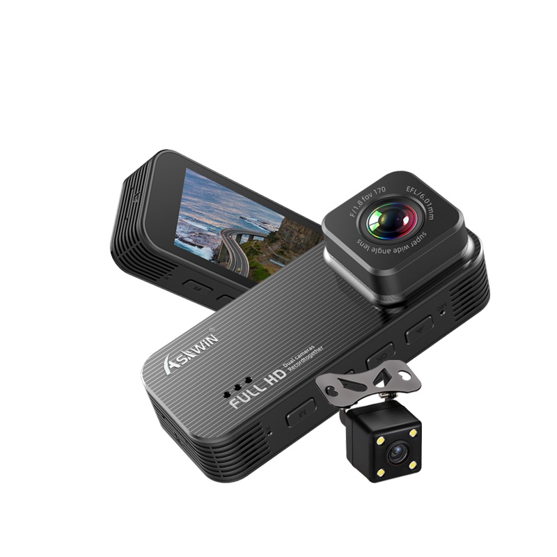 Camera Hành Trình Asawin 2k Ống Kính Kép Trước Và Sau 3.16 inch IPS Gương Chiếu Hậu Góc Rộng Bằng Kim Loại Bảo Vệ Ban Đêm Góc Rộng Cho Xe Hơi