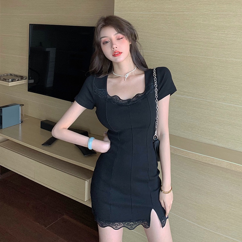 Đầm ngắn PERTY dáng ôm phối ren gợi cảm thời trang mùa hè hàng mới dành cho bạn nữ
