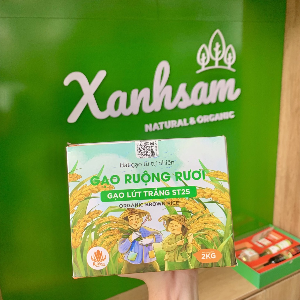 Gạo Lứt Trắng ST25 Gạo Ruộng Rươi 2kg - Xanhsam Organic