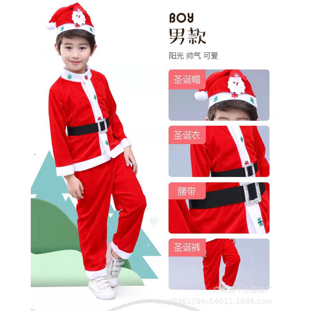 Trang Phục Hóa Trang Ông Già Noel Dễ Thương Phong Cách Âu Mỹ Cho Bé Trai Và Gái
