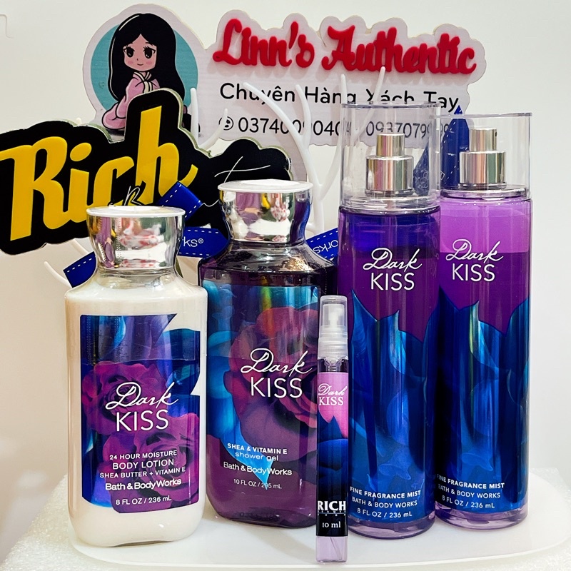 BILL BBW BODY MIST XỊT THƠM GEL TẮM & BODY LOTION DARK KISS USA