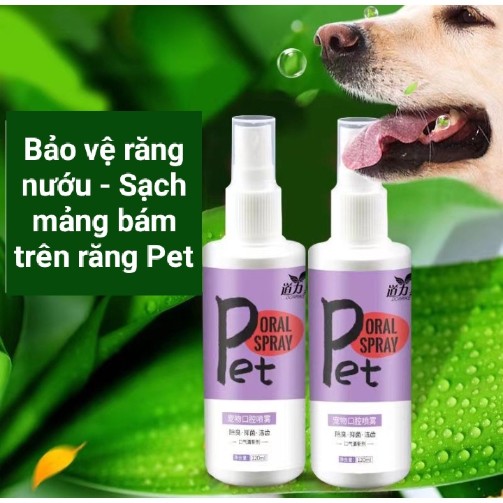 Xịt thơm miệng cho thú cưng Dorrikey 120ml - Súc miệng làm sạch răng miệng cho chó mèo - Hàng chính hãng Date mới