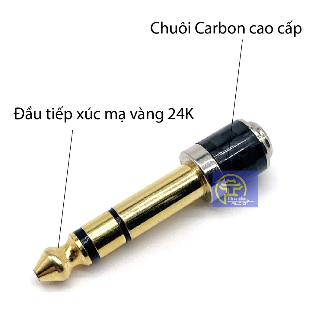 01 Đầu Jack chuyển 6.5mm đực ra 3.5mm cái chất liệu carbon mạ vàng Jack 6.5 ra 3.5