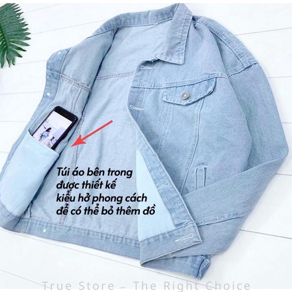 Áo khoác jean nam xanh nhạt rách, áo bò trơn phong cách Hàn Quốc mẫu mới, True Store, AKJ002