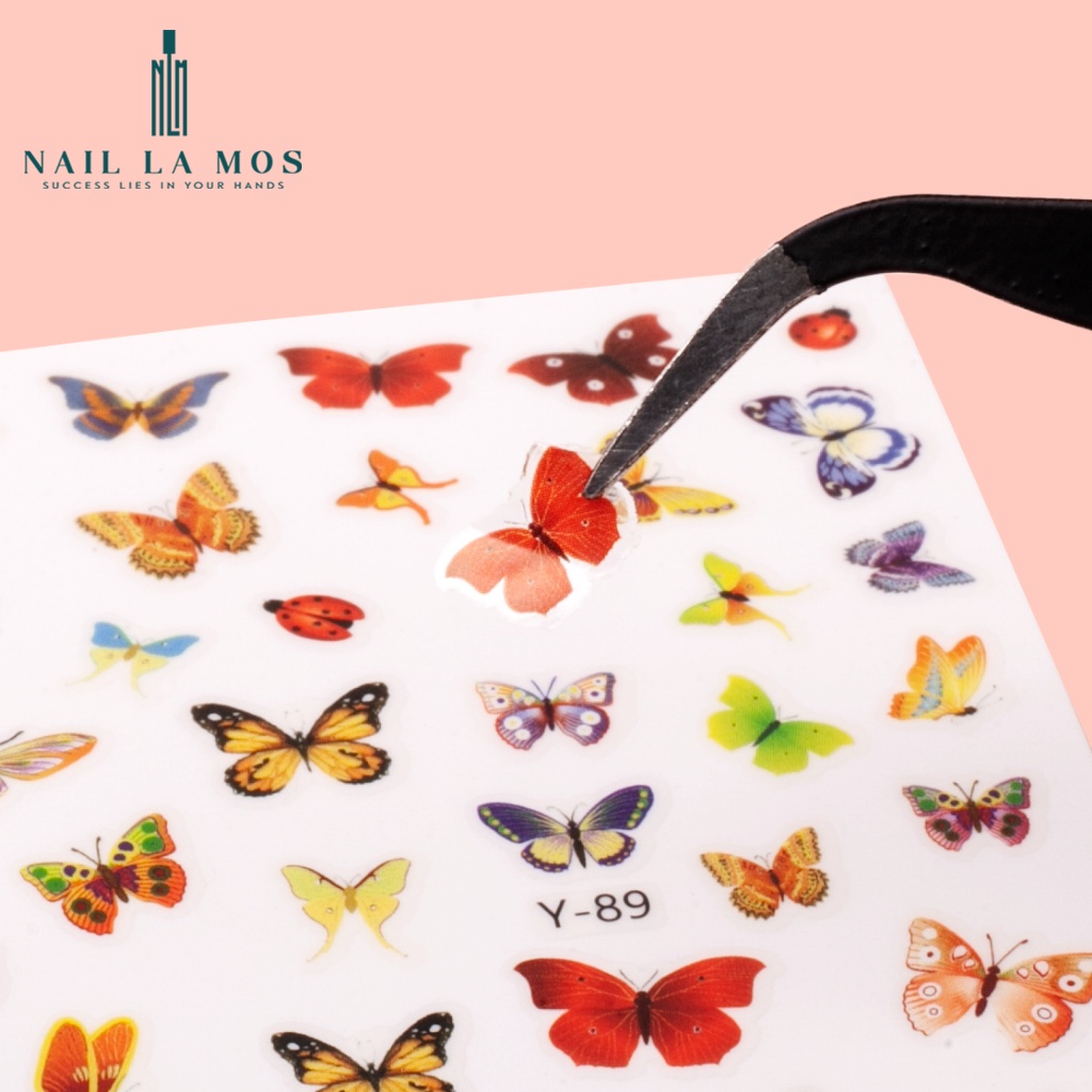 Miếng dán móng tay 3D nail sticker chủ đề con bướm 7 mẫu (lẻ 1 tấm)