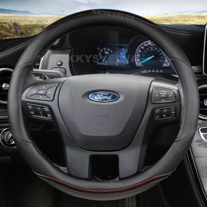 Vỏ Bọc Vô Lăng Bằng Da Sợi Carbon Cho Xe Hơi Ford Fiesta Everest Ranger 38cm