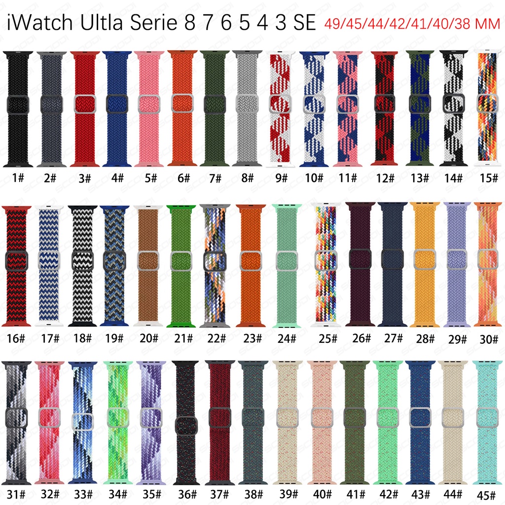 Dây Đeo Đồng Hồ Bằng Nylon Điều Chỉnh Được Cho Apple Watch Ultla Series 3 4 5 SE 6 7 8 44mm 40mm 42mm 38mm 45mm 49mm 41mm