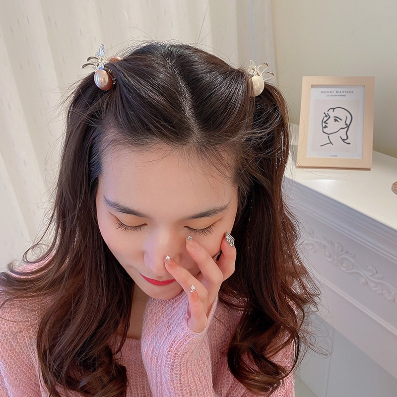 Kẹp Tóc Tai Thỏ Cỡ Nhỏ Đính Ngọc Trai Dễ Thương Phong Cách Nhật Bản