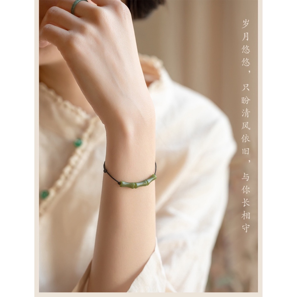 [Hàng Mới Về] Vòng Tay Chuỗi Hạt Đá Ô Liu Phong Cách Retro