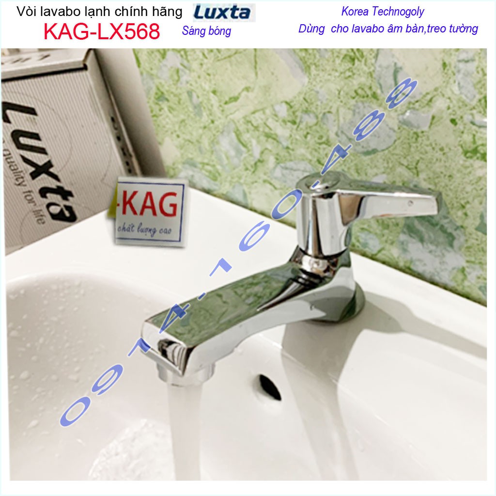 Vòi lavabo lạnh Luxta KAG-LX568 tay gạt vuông, Vòi chậu rửa mặt cao cấp nước mạnh thiết kế đẹp siêu bền