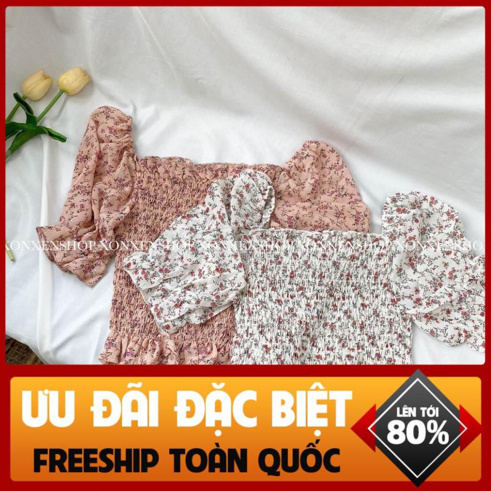 Áo kiểu croptop hoa nhí Xonxen shop chất vải voan mềm mịn free size, mã 11021 *