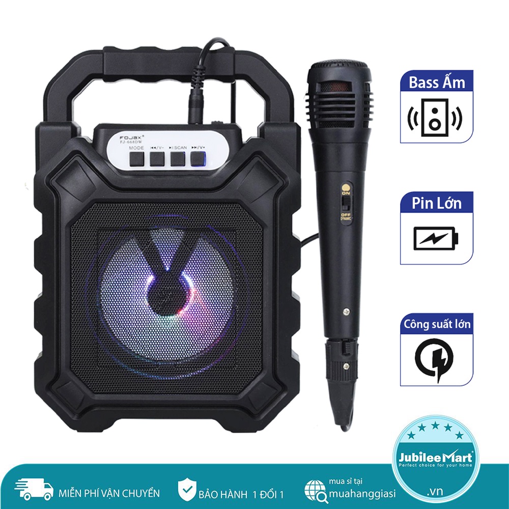 [LOA TỐT ÂM HAY] Loa Bluetooth karaoke Mini 608 có mic hát dây dài giá rẻ âm thanh siêu hay bass mạnh Bảo hành 1 đổi 1