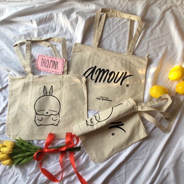 Túi tote ulzzang thỏ x Amour