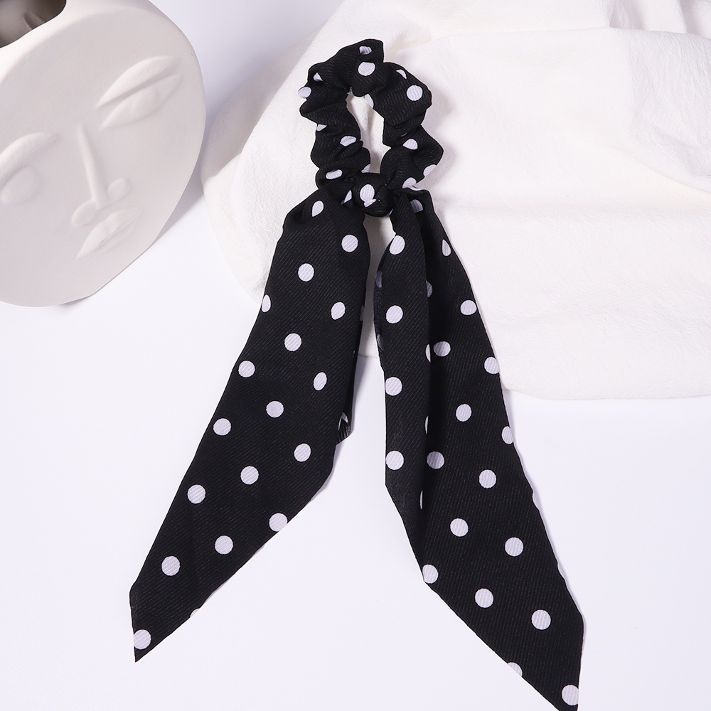 Dây buộc tóc RAINBOW BOWS nơ họa tiết caro trắng đen dễ phối đồ cho nữ