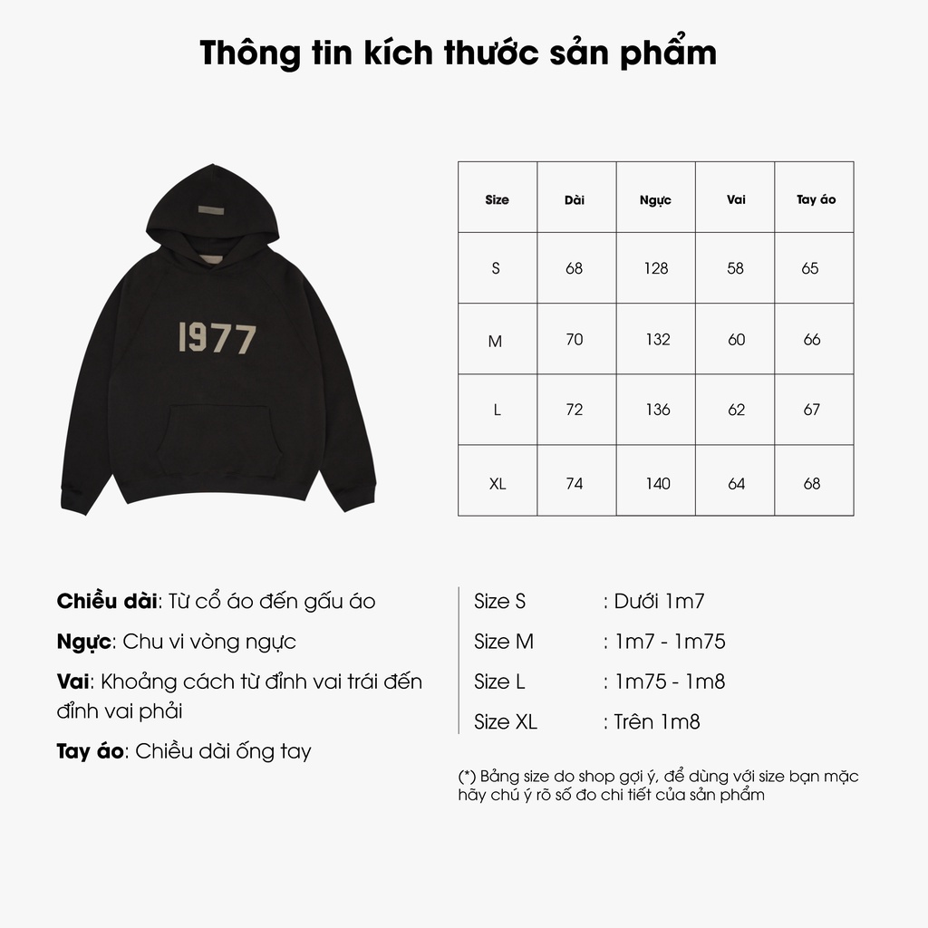 Áo hoodie Essentials 1977 nỉ bông form rộng unisex chữ nhung nổi, áo hoodie fog cặp đôi cao cấp TLS