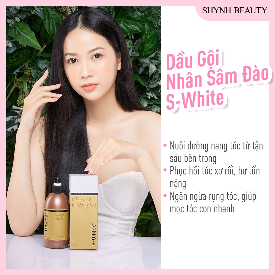 Dầu Gội S-White Nhân Sâm Đào cho tóc suông dài, mượt mà 360Ml [MẪU MỚI]