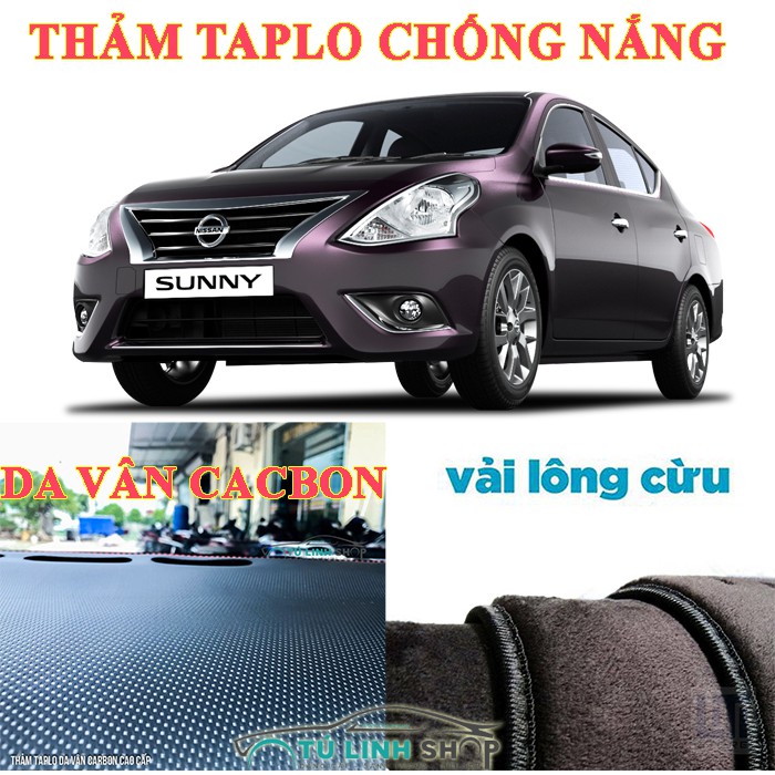 Thảm taplo Nissan Sunny bằng lông Cừu 3 lớp hoặc Da Cacbon