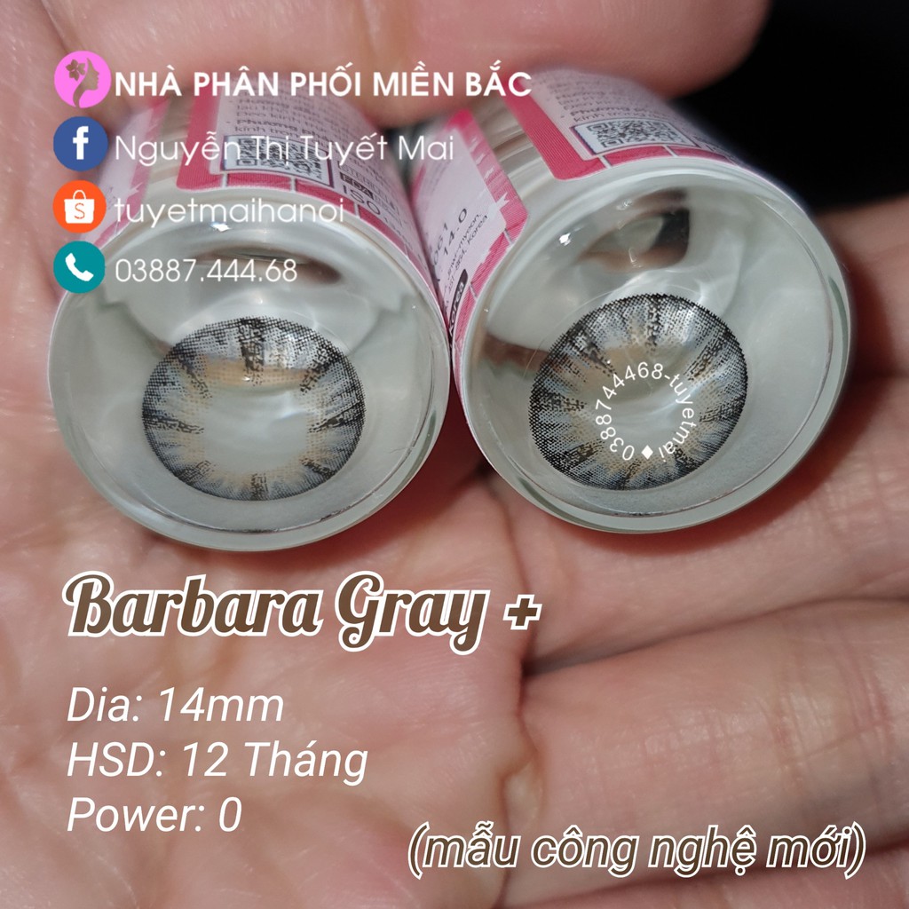 [ Ảnh Thật ] Lens Xám Tây Barbara Gray 14mm 0 Độ - Lens Hàn Quốc Chính Hãng Vassen Sexy Me