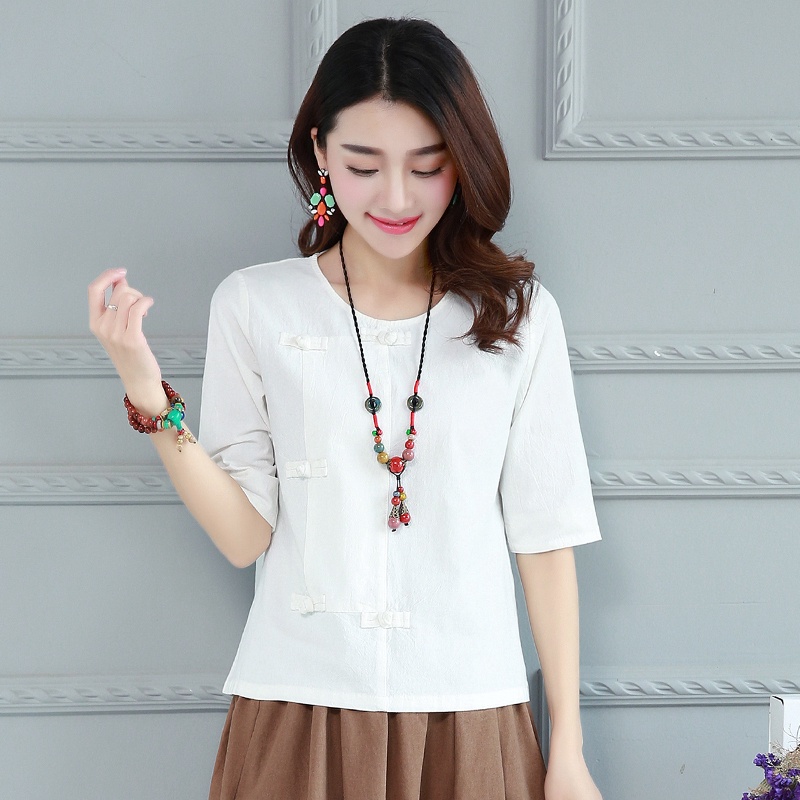 Áo Thun Cotton Lanh Tay Ngắn Dáng Rộng Thời Trang Mùa Hè Hàn Quốc Mới 2022
