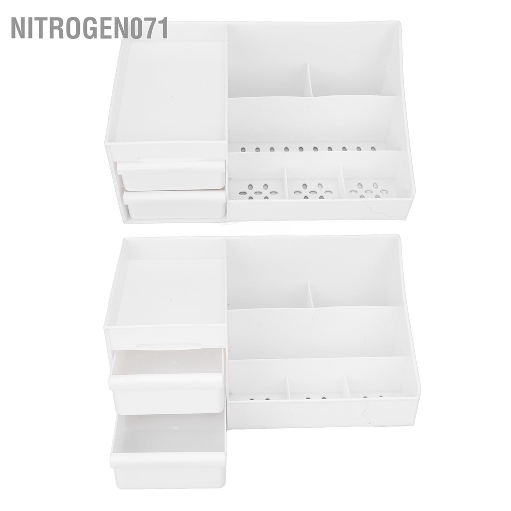 Nitrogen071 Hộp lưu trữ mỹ phẩm để bàn Dung tích lớn Thiết kế ngăn chứa nhỏ màu trắng có kéo