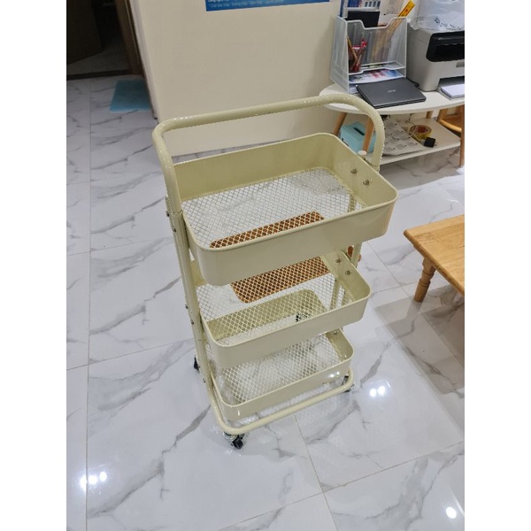 KỆ  SPA ĐA NĂNG 3 TẦNG XE ĐẨY CÓ BÁNH XE CAO CẤP, TẶNG 5 MÓC DÁN TƯỜNG