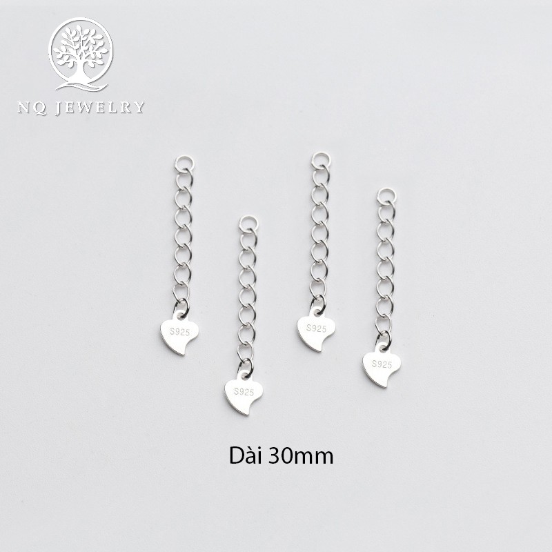 Charm bạc dây xích trái tim trang trí - NQ Jewelry