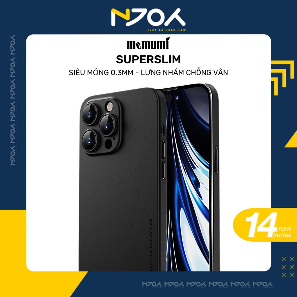 Ốp Lưng Ip Memumi Super Slim 0.3mm Siêu Mỏng Viền Vuông Chống Bám Vân Tay Cho 13 Pro Max 12 Pro Max 11 Pro Max
