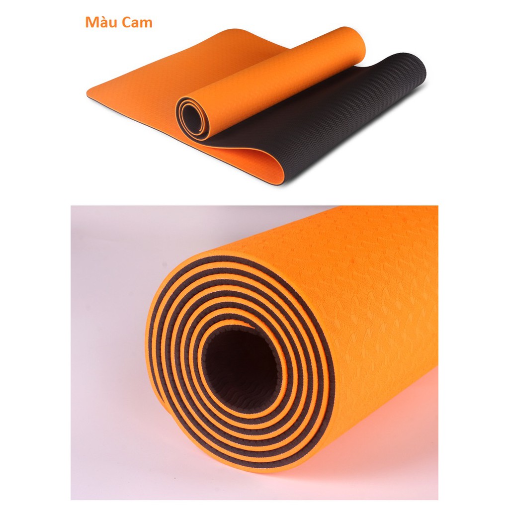 SALE CUỐI NĂM : Thảm Yoga TPE EcoFriendly 2 lớp cao cấp dày 6mm tặng túi lưới đựng,chai xịt  thảm chuyên dụng