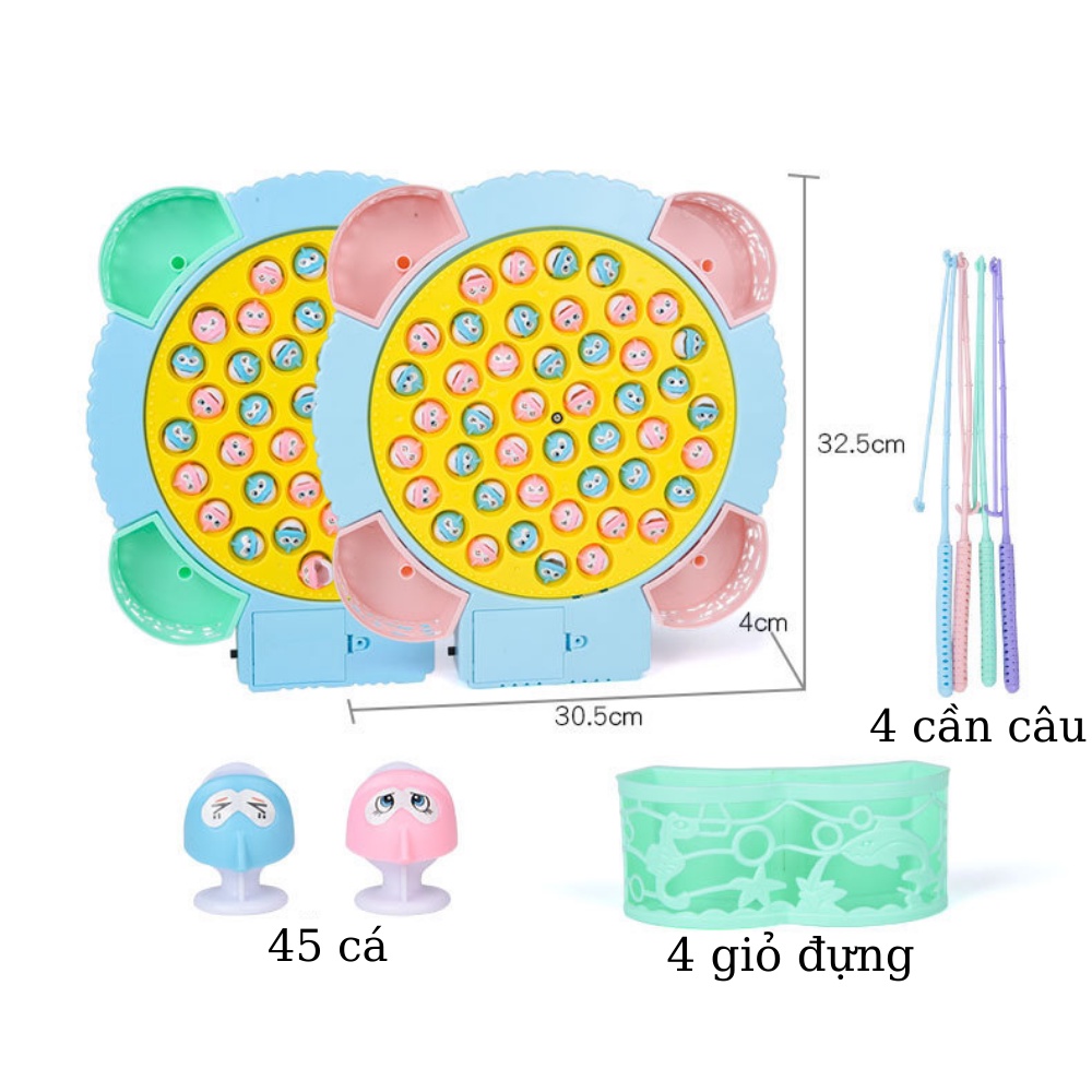 Đồ chơi trẻ em câu cá 15, 24, 45 cá Luka 4 8 cần câu cho bé từ 2 tuổi tặng kèm 3 pin AA