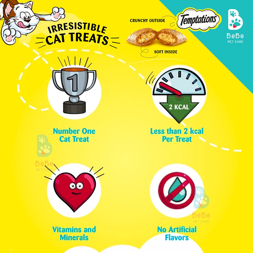 Bánh Thưởng Temptations Ngon Khó Cưỡng Cho Mèo Với Đủ Hương Vị - Hàng Nhập Từ Mỹ