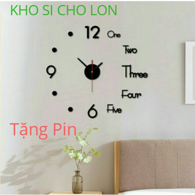 (TẶNG PIN )ĐỒNG HỒ DÁN TƯỜNG TRANG TRÍ 35-50CM