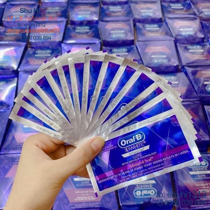 Miếng dán trắng răng oralb úc, oral b 3d white whitestrips 14 treatments 14 ngày, hộp 14 gói, 28 miếng