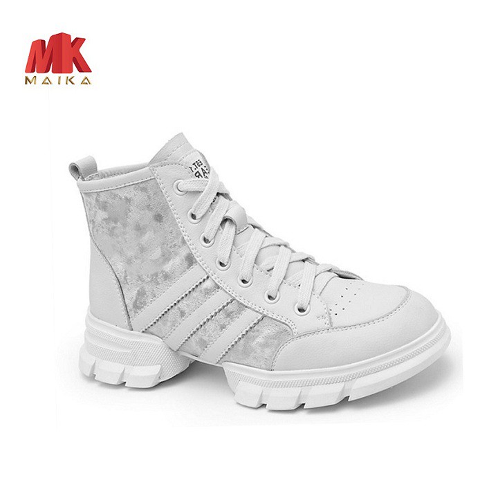 Giày boot nữ cổ cao đế bằng S134 Bạc hiện đại trong vẻ đẹp nữ tính MK MAIKA