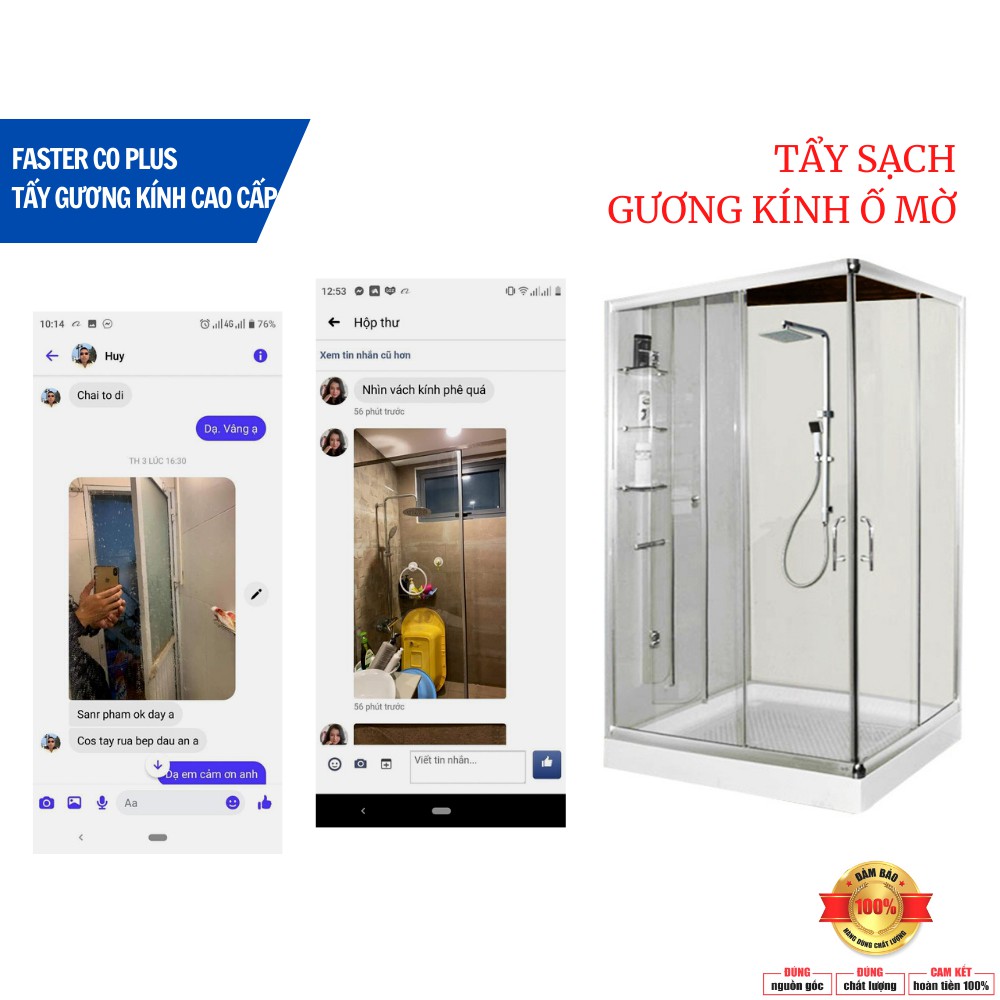 [SIÊU MẠNH] Nước Tẩy Rửa Cặn Canxi, Vệ Sinh Sạch Cặn Bám Lâu Ngày Nấm Mốc làm Ố Mờ Kính Nhà Tắm, FasterCG 500ml