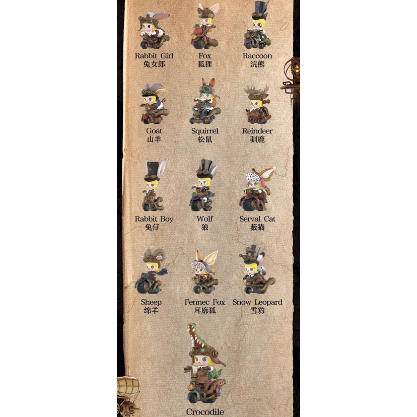 Molly Steam Punk Búp Bê Popmart Mặc Đồ Đi Xe Đạp Hình Động Vật Dễ Thương
