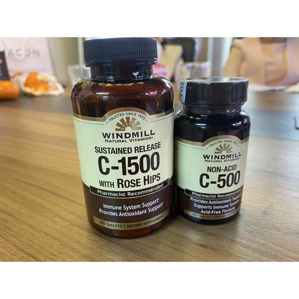 Combo Vitamin C-500 & C-1500 Non Acid Có Tác Dụng Chống Lại Các Gốc Tự Do Gây Hại Cho Tế Bào, Tăng Hệ Miễn Dịch