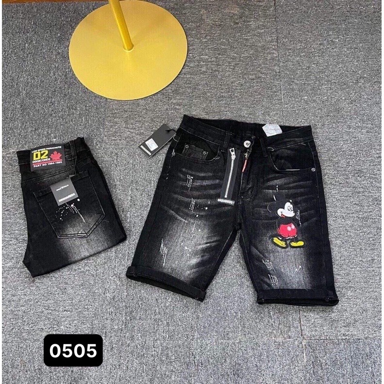 Quần Short Jean Nam Co Dãn Thêu Hình Ấn Tượng ✔️Chuẩn Hình✔️