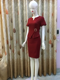 Đầm cổ V peplum V73