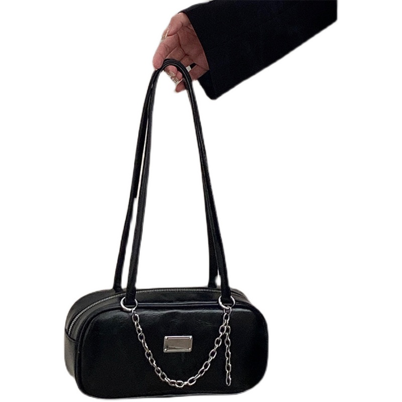 Túi xách da sáp dầu IELGY cỡ lớn phối dây xích kiểu retro thời trang cho bạn gái