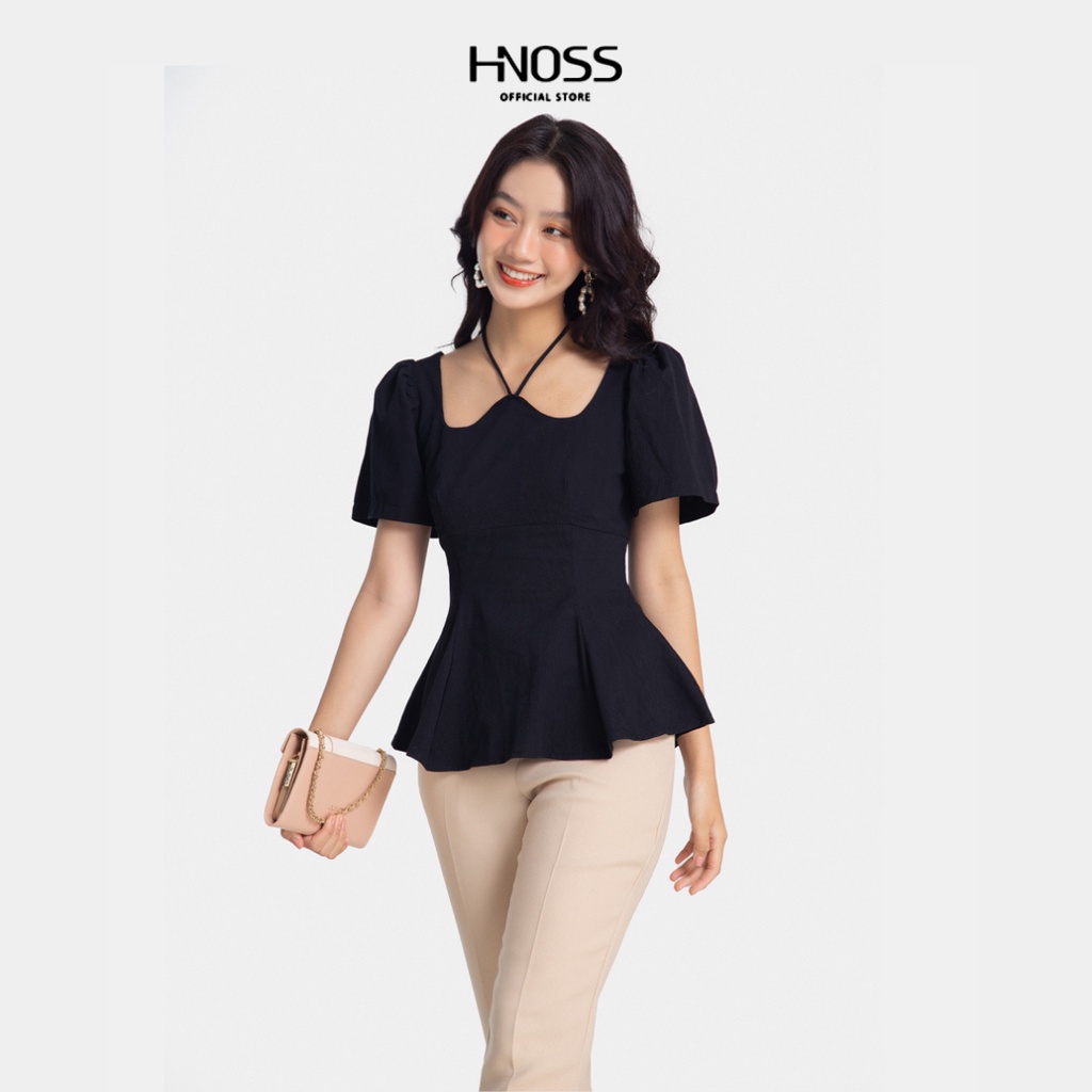 Áo kiểu nữ cổ yếm HNOSS nhún eo tay phồng HNAKI047