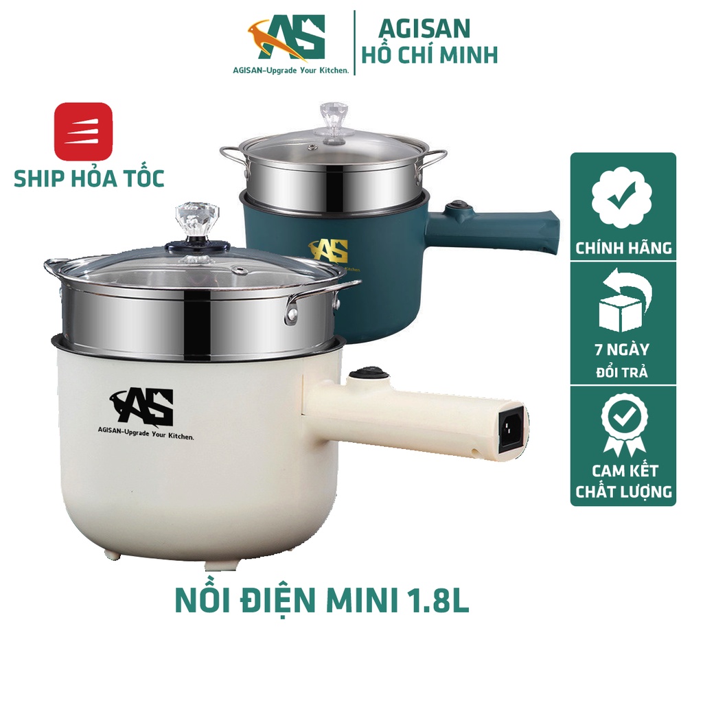 Nồi lẩu điện mini AGISAN-11 tích hợp nấu mì chiên xào có lớp chống dính và tay cầm tiện lợi NL11