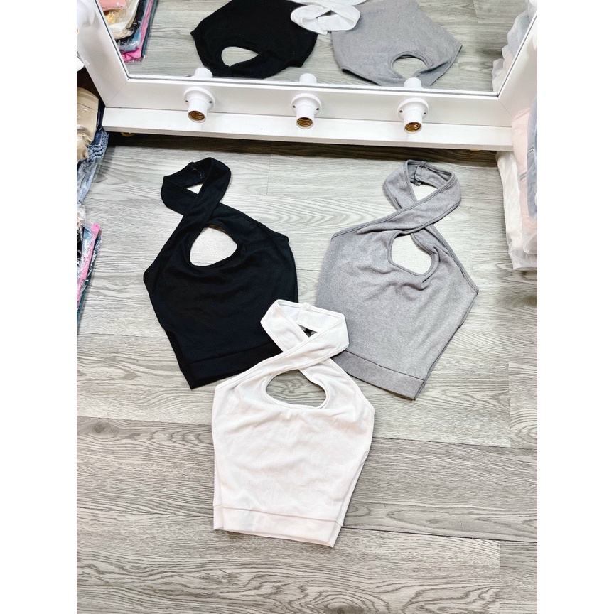 áo yếm xoắn chéo cổ giọt nước sexy cài 2 nút sau u