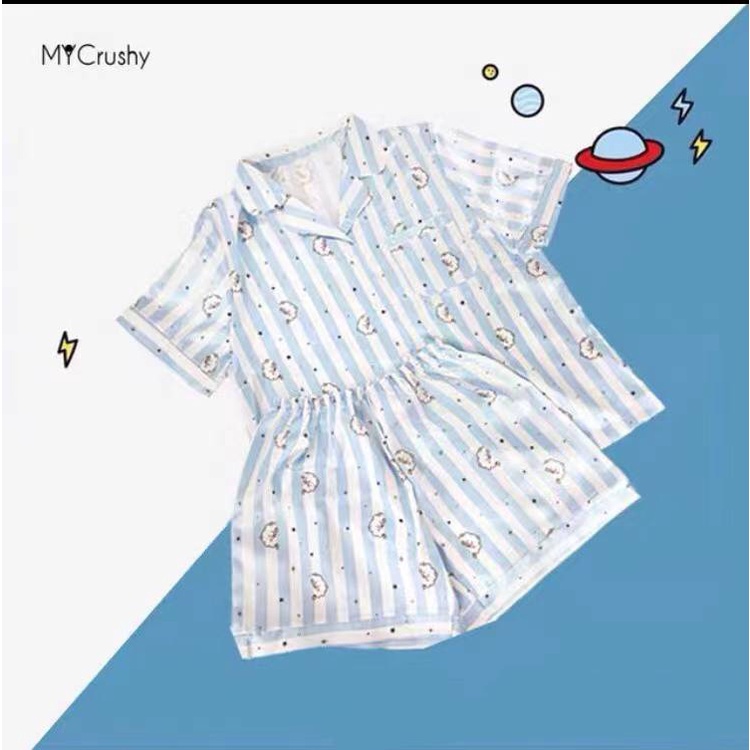 Bộ Đồ Ngủ Ngắn Tay In Hình Bts BT21 Thời Trang Mùa Hè Dành Cho Nữ