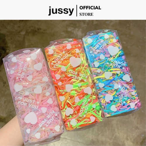 Dây Thun Buộc Tóc Hộp 1000 Cái Hot Trend Rất Tiện Lợi Dành Cho Nữ, Dây Thun Cột Tóc Jussy Fashion Nhiều Màu Sắc Đẹp