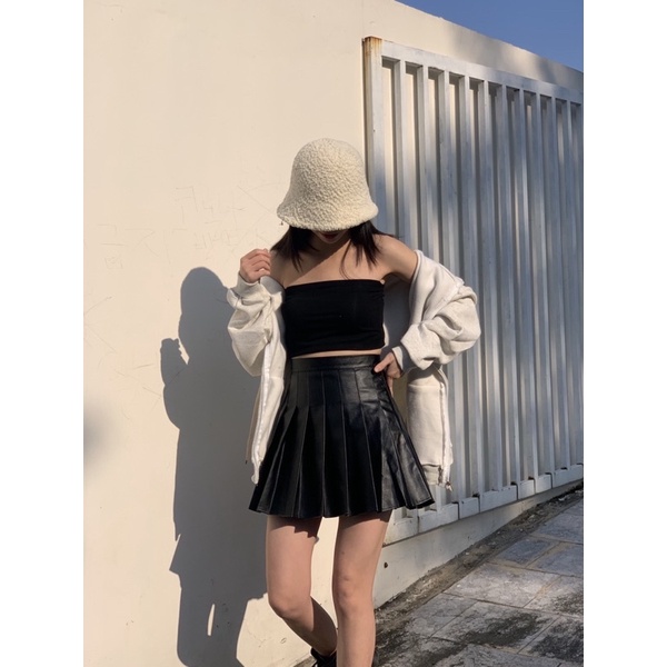 Chân váy da nữ tennis skirt xếp ly tôn dáng LOLLIE STUDIO SK131