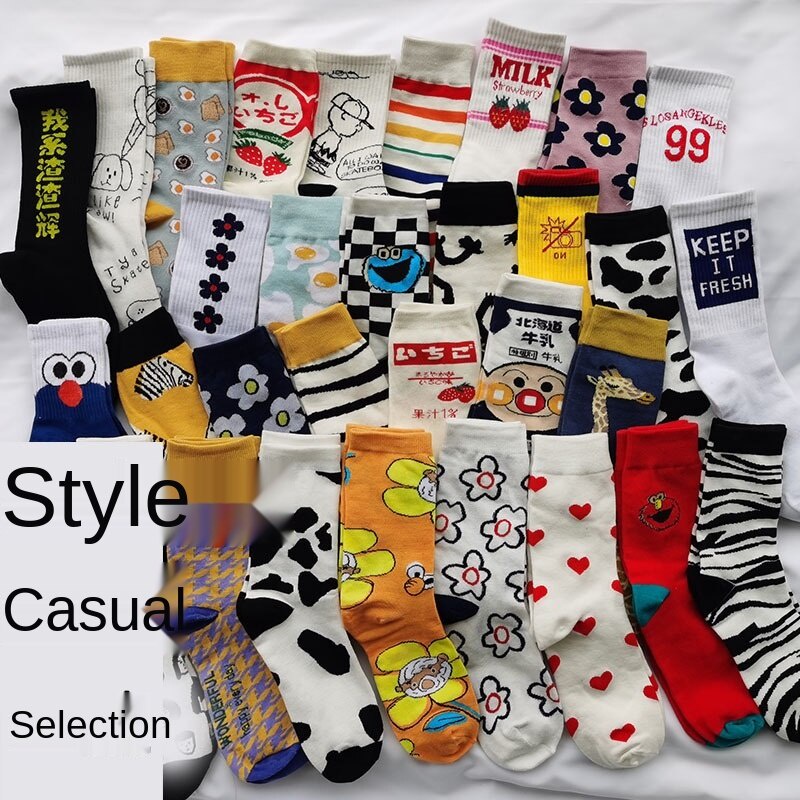 Korea Style Women Socks Harajuku Trend Female Harajuku Socks Casual Funny Socks Kawaii Cartoon Socks Unisex Women Crew Socks